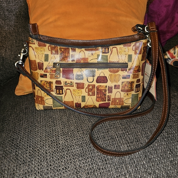 Patricia Nash Leather Multicolor Crossbody Bag With Playful Handbag Print. - Picture 2 of 16
